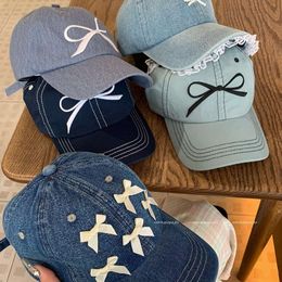 Butterfly Duck Tongue Hat for Women 2024 New Spring/Summer Korean Edition Versatile Instagram Wash Denim Sun Protection Baseball Hat