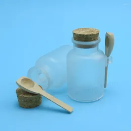 Storage Bottles 30 X 100ml Portable Bath Salt Bottle With Cork Jar Wooden Spoon 100g Powder Plastic