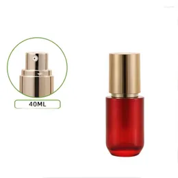 Storage Bottles 40ml Red Glass Bottle Moisture Essence Serum/lotion/emulsion/foundation/toner Toilet Water Skin Care Cosmetic Packing