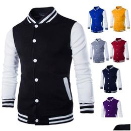 Men'S Jackets Men Boy Baseball Jacket Fashion Wine Red Slim Fit College Varsity Male Stylish Homme 3Xl Drop Delivery Apparel Clothing Dhik9