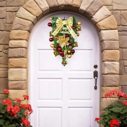 Decorative Flowers Holiday Door Decoration Bright Coloured Wreath Exquisite Christmas With Ball Bow Decor Festive For Front