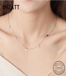 INZATT Real 925 Sterling Silver Geometric Round Choker Necklace For Fashion Women Minimalist Fine Jewellery Cute Accessories 20195105106