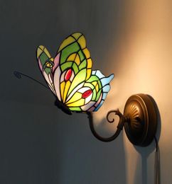 Small night light color butterfly glass wall lamp corridor toilet lens headlight lamps and lanterns of the bedroom of children roo1211298