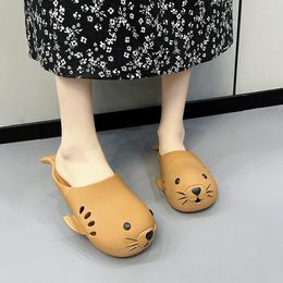 Slippers Couple 2024 Foreign Trade Women's Network Red Creative Cute Sea Lion Baotou Tuo Male Home Wearing Beach Sandals