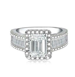 Whole Stunning Luxury Jewelry Real 925 Sterling Silver Princess Cut White Topaz CZ Diamond Eternity Wedding Band Ring8410525