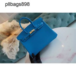 Designer Handmade 7a Handbag Bikns Genuine Leather Blue Handsewn Original Swift Leather Uncle Wax ThreadH58R