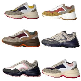 Mens shoes rhyton designer sneakers casual trainers multicolor men women trainers vintage chaussure platform designer shoes strawberry size 35-45 sh042
