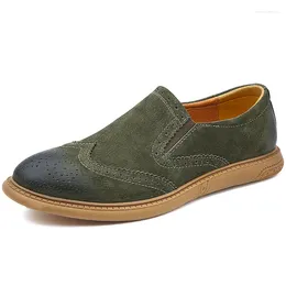 Casual Shoes Mens Slip On Male Suede Loafers Brand Retro Antiskid Boat Business Office Brogue Flats Fashion Moccasins
