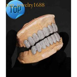 Exklusiv anpassning Moissanite Teeth Grillz Iced Out Hop Sier Dekorativa hängslen Real Diamond Bling Tooth Grillar för män 1520787 1200