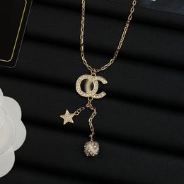 Original Logo Women Fashion Designer Necklace Luxury Diamonds Necklace Ball And Star Pendant Necklaces For Lady