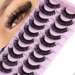 10 Pairs DD Russian Curly False Eyelashes Natural Dense Fluffy Lashes Reusable Lashes Extension Make Up