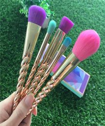 Makeup brushes sets cosmetics brush 5 bright color rose gold Spiral shank makeup Tools set4678952