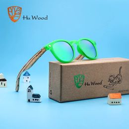 HU WOOD Kids Sunglasses Wooden Sunglasses For Girls Boys Eyewear UV400 Multi-Color Frame Sun Glasses Shades Oculos GR1003 240412