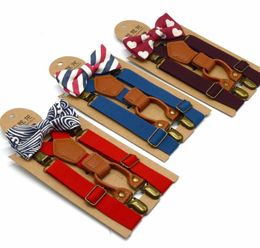 Children Adjustable lattice Suspenders latest design kids plaid Braces with bow ties 9 style 4910598