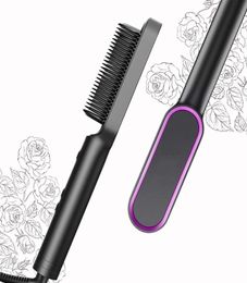 Hair Straightener Brush Heated Brushe Ceramic AntiScald Straightening And Curler Fast Heating Comb Dual Voltage Salon Tool Co310i9290923