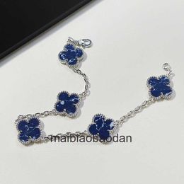 Designer 1to1 Bangle Luxury Jewelry Hot selling accessory Fanjia 925 Silver Blue Peter Stone Five Flower Bracelet Popular Clover Bracelet