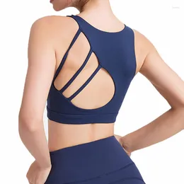 Yoga Outfit Solid Colour Women Fitness Sports Bra Shockproof Vest Hollow Beautiful Back Underwear Top Woman Gym Workout