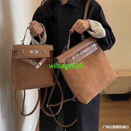 Leather Backpack Bags Trusted Luxury Ky Handbag Shoulder Bag Womens 2024 New Fashionable Suede Handbag Autumn and Winter Texture Frosted Bag have logo HBRSV6
