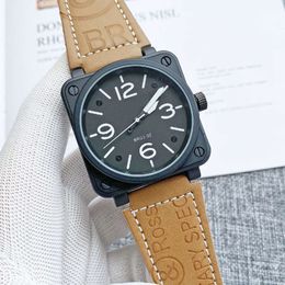 bell and ross 2023 Wristwatches Men Automatic Mechanical Watch Bell Brown Leather Black Rubber Ross Wristwatches Multifunction Six Stitches vm06 high quality