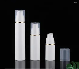 Storage Bottles 50ml White Airless Vacuum Pump Lotion Bottle Gold Rim For Emulsion Serum Foundation Whitening Liquid Skin Care Packing