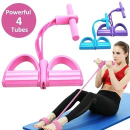 Resistance Bands Elastic Fitness Bands For Sports Exercises At Home Multifunctional Portable 4 Tube Elastic Pedal Puller 240419