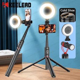Selfie Monopods Portable Selfie Stick Tripod for PhoneAluminum Alloy 72 inch Stand with Wireless BluetoothCold Shoe for iPhone Smartphone Y240418