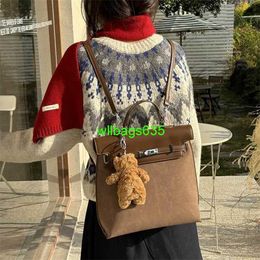 Leather Backpack Bags Trusted Luxury Ky Handbag Maillard Retro Frosted Backpack Korean Niche Large Capacity Commuting Portable Bag Leisure have logo HBZB2X