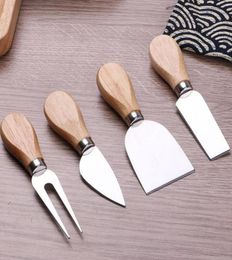 4pcssets Cheese Knives Board Set Oak Handle Butter Fork Spreader Knife Kit Kitchen Cooking Tools Useful Accessories ZA32667996454