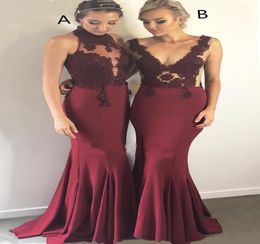 Burgundy Lace Bridesmaid Dress Mix Style Sexy Maid of Honor Dresses junior bridesmaid Gowns Abiti da damigella d039onore4115160