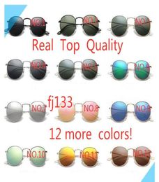Mens Sun glasses Ray Designer Sunglasses Fashion Round Metal Sunglasses Brand Woman Blue Mirror Glasses Lenses with Leather Case 37998213