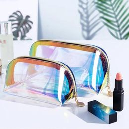 Cosmetic Bags Laser Bag Ins Style Korean Cosmetics Semicircle Portable Travel Women's Makeup Dumpling-Shaped Transparent Wash