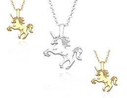 Lovely Unicorn Pendant Necklace For Girls Tiny Unicorn Clavicle Chain Necklace Chokers Animal Jewelry6769296