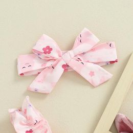 Clothing Sets Infant Baby Easter Jumpsuit With Bow Headband Cartoon Print Sleeveless Romper For Girls