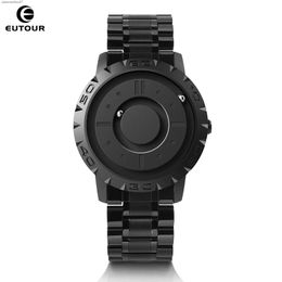 Other Watches EUTOUR Watches Men Magnetic Watches 3D PVD One Piece Quartz Watch Waterproof Watches Resin/Leather Steel Strap Black DialL2404