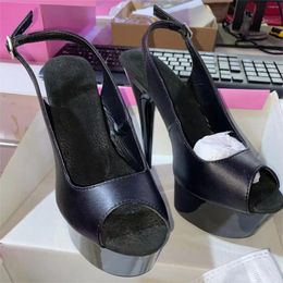 Dance Shoes Summer Platform With Peep-toe Straps 6-inch Stilettos Car Model Party Club Performance