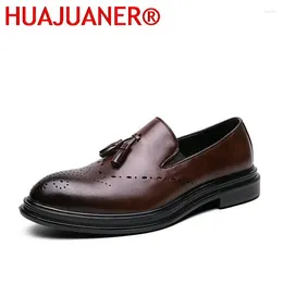 Casual Shoes Men Black Dress Loafers Brand Slip On Oxford Male Tassel Gentleman Business British Style Prom Evening Long Dresses
