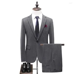 Men's Suits High Quality (Blazer Trousers) British Style Wedding Man Casual Business Stylish Elegant Gentleman Suit Two Piece