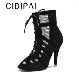 Dance Shoes CIDIPAI Female High Top Ballroom Boots Woman Sexy Belly Soft Sole Satin Latin Women 6-10cm Heels