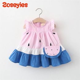 Girl Dresses Summer Baby Girl's Dress Cute Little Watermelon Print Flying Sleeves Knee-length Daily With Bag