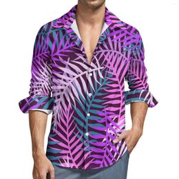 Men's Casual Shirts Trendy Plant Shirt Tropical Palm Leaves Long Sleeve Custom Street Blouses Autumn Fashion Oversize Clothing