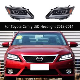 Car Accessories Daytime Running Light For Toyota Camry LED Headlight Assembly 12-14 Streamer Turn Signal Indicator Head Lamp