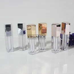 Storage Bottles 20pcs 9ml Empty Five Angle Rhombus Lip Gloss Tube Cosmetic Clear Lipbalm Container Gold/Silver/Rose Gold Makeup Vilas F2171