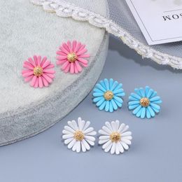 Stud Earrings 2024 Korean Style Spray Paint Flower For Women Girl Elegant Summer Accessories Sweet Cute Earring Brinco WX122