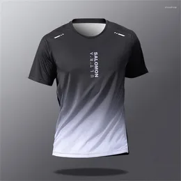 Men's T Shirts Fashion Gradient Print Shirt For Men Summer Breathable Short Sleeve Tops Outdoor Run Fitness Sports T-Shirt Loose O-neck Tees
