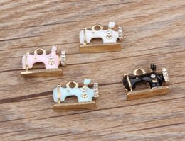 50PCSlot 14x16mm Enamel Sewing Machine Charms pendant 4 Colour Good For Bracelet Charm Craft Supplies Gold plated1632521