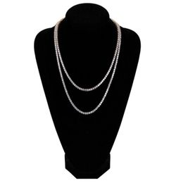 Tennis Chain Necklaces Fashion Gold Silver Colour Hip Hop Men Women Necklaces Luxury 4mm Bling Zircon Necklaces9228373