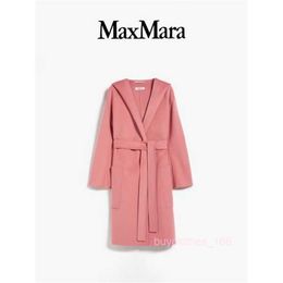 Casaco feminino cashmere casat designer moda casaco maxmaras 2024 primavera/verão novo produto feminino casaco de lã com capuz