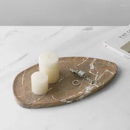Decorative Figurines Modern Minimalist Dessert Pastry Plate Natural Marble Storage Tray Home Living Room Desktop Jewellery Candle