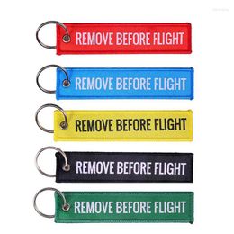 Keychains 50Pcs REMOVE BEFORE FLIGHT Keychain For Motorcycles And Cars Key Chains Jewellery Aviation Gifts Embroidery Chain