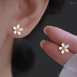 Stud Earrings Trendy Sweet Cute Copper Metal Small Flower For Women Girls Korean Fashion Statement Earring Travel Party Jewellery